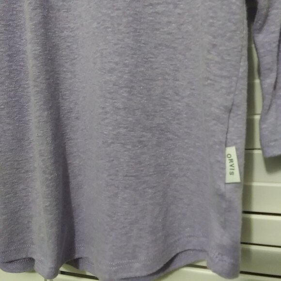 Orvis Purple V Neck Linen Blend 3/4 Sleeve Popover Top - Picture 3 of 7